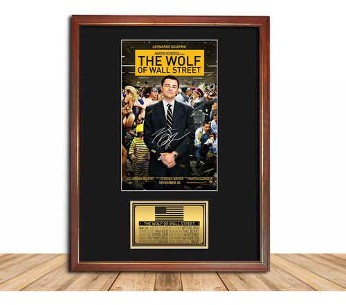 Leo Dicaprio El Lobo De Wall Street Poster Firmado En Cuadro 0