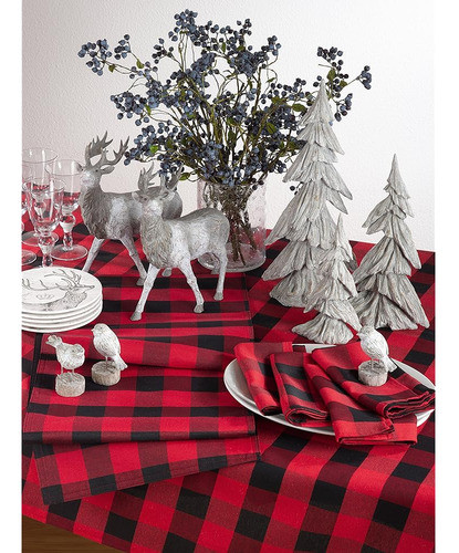 Saro Lifestyle Mantel De Cuadros De Búfalo De Mezcla De Algo 1