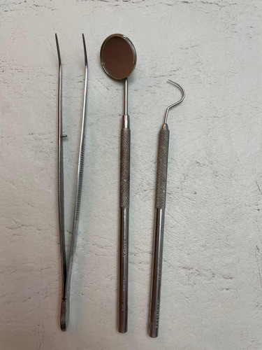 Triada Dental Odonto Espejo+mango+explorador+pinza 0