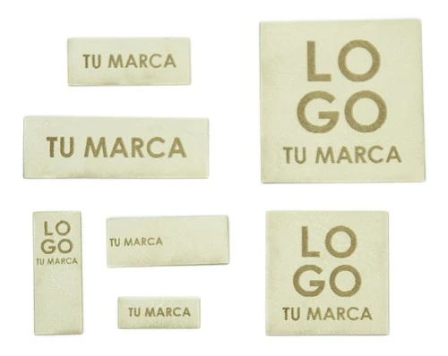 100 Etiquetas Ecocuero Pu 3x2cm Colro Hueso Grabado Laser 0
