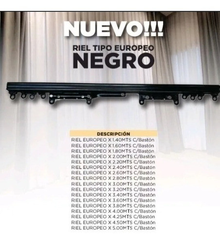 Riel Europeo Negro X 5.00 Mts 0