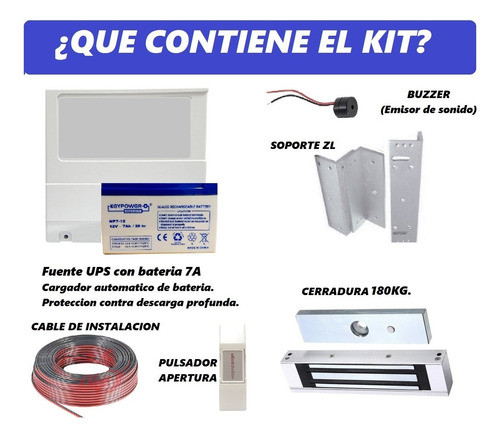 Cerradura Magnetica 180kg + Fuente U P S + Soporte Z L    Jq 1