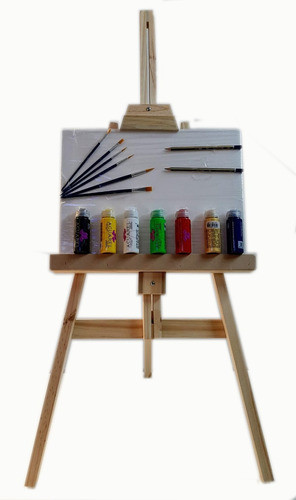 Kit Artistico Atril Bastidor Acrilicos Pinceles 0