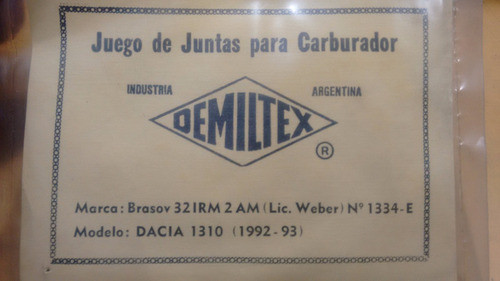 Kit Juntas Para Carburador Dacia Brasov Weber 1