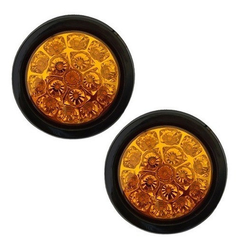 Juego De Faros Led Traseros Redondos Ambar Giro 24v 0