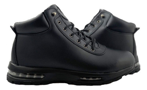 Labo Hombres Negro Senderismo Piel Bota Tacon De Aire 5712 1