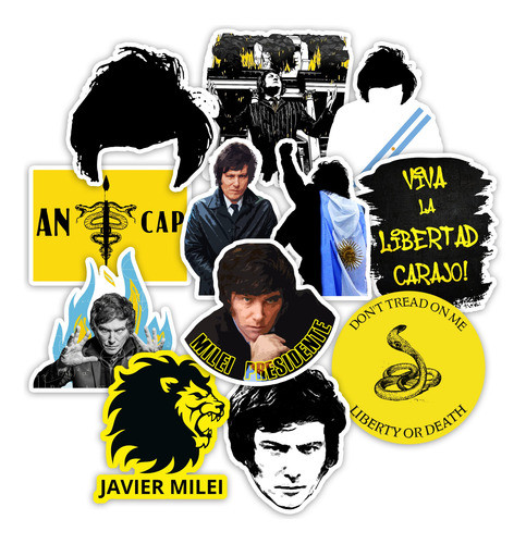 Stickers Milei Liberalismo 20 Unidades Pvc Plastificados 0