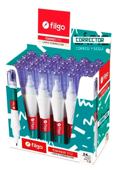 Corrector Escolar Liquid Paper Blanco Lapiz Filgo 7 Ml X24 0
