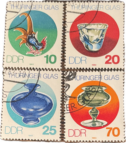 Serie Completa De Estamp. De Alemania Ddr 1983 Vidriería 0