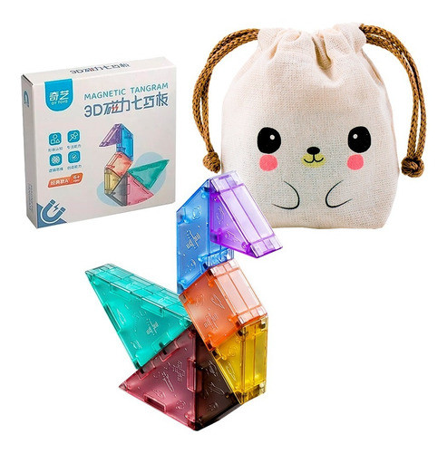 Magnetic Tangram 3d Rompecabezas Magnético + Bolsita Kawaii 0