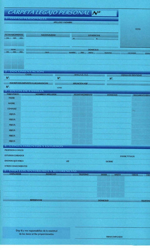 Carpeta Legajo De Personal 2055h Por Unidad 1