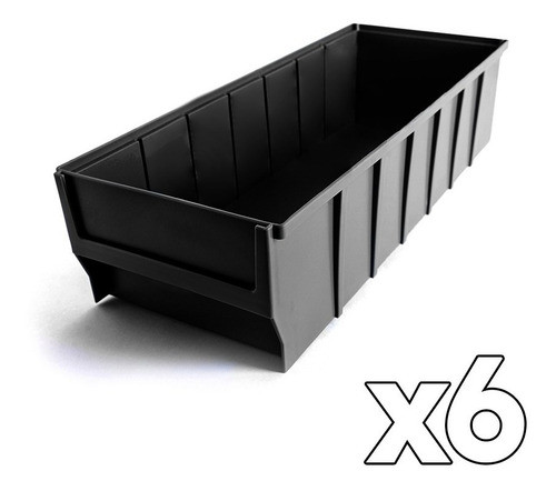 Kit 6 Contenedores Plásticos Negros Multibox 40x16x10cm Caja 1
