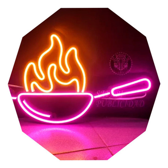 Cartel Wok En Neón Led / Deco  / Comercios / Hogar / Cocina 0