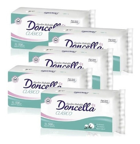 5 Paquetes De Algodón Hidrófilo Doncella X 500 Gr C/u 0