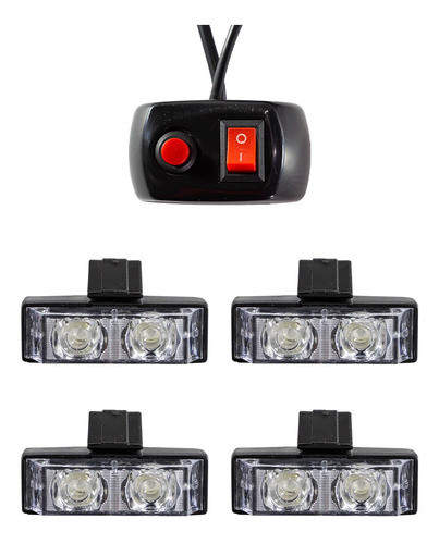 Baliza 4 Modulos Led Azul Nl315-4 12v 8w P/ Policia Segurida 0