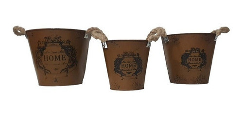 Set De 3 Recipientes, Porta Macetas, Tachos De Zinc 0