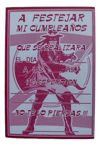 2 Antiguas Tarjetas Invitacion De Cumpleaños De El Zorro 1