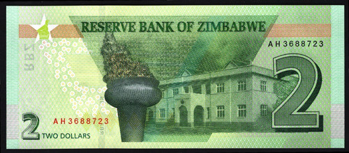 Zimbabwe Billete De 2 Dólares Del Año 2019 -  Sin Circular 1