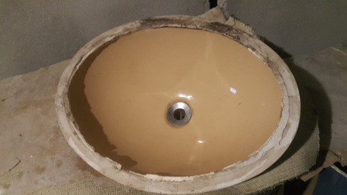 Pileta Baño 37 Cm X 49 Cm  Color Beige Oscuro Como Se Ve. 0