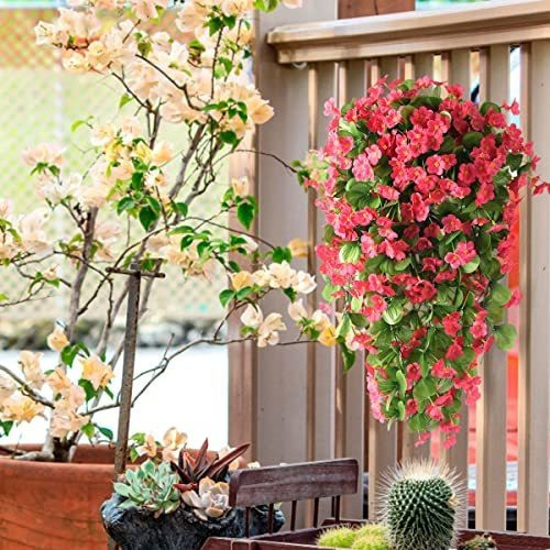 2 Plantas Colgantes De Orquideas Artificiales Rosa 1