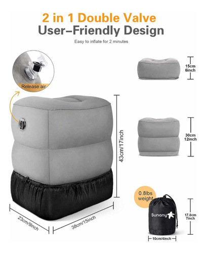 Almohada Inflable Para Apoya Pies De Avión, Auto, Oficina 1