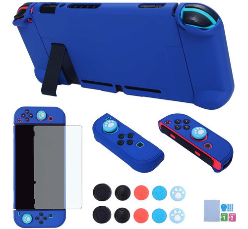 Funda Para Nintendo Switch (azul)+protector De Pantalla 0