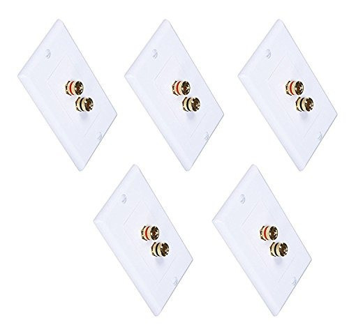 Imbaprice (5 Pack) Premium 2 Connector Banana Wall Plate 0