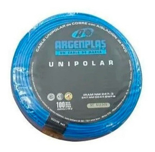 Cable Unipolar 4mm Pvc Celeste Argenplas Iram (x Metro) 0