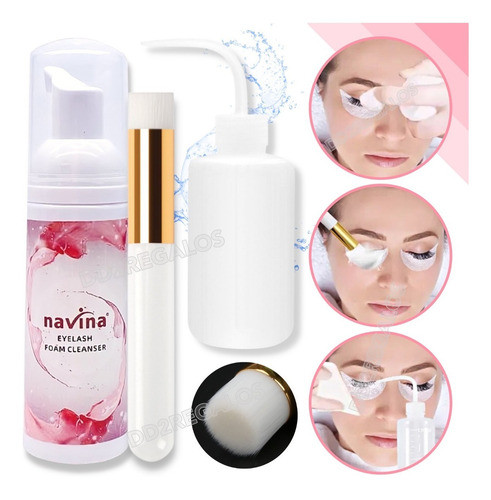 Combo Lash Shampoo Y Brochas + Botella Limpiador Pestañas 1