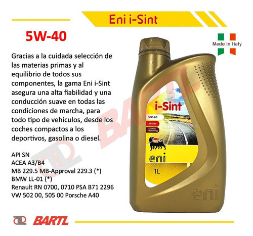 Aceite Sintético 5w-40 1 Litro Europeo 1
