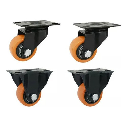 4 Ruedas (2 Giratorias Y 2 Fijas) Poliuretano 50mm Cap 180kg 0
