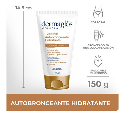 Crema Gel Autobronceante Hidratante Bronceado Dermaglos 150g 1