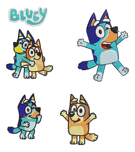 Pack 4 Matrices P/ Maquinas Bordadoras Perrito Bluey Bingo 0