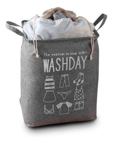 Cesto Organizador Ropa Laundry Washday Tela Lavadero Baño 0