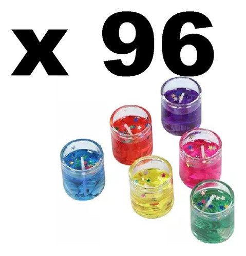 Set X 96 Velas Velitas Gel Color Porta Vela Vidrio 1