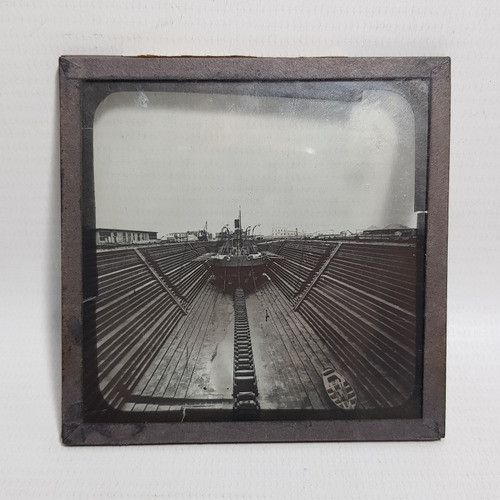 Antigua Foto Vidrio Astillero 1900 Barco Naval Mag 60812 0