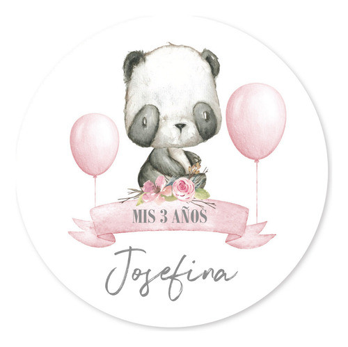 Kit Imprimible Oso Panda Flores Acuarela Candy Bar Tukit 0