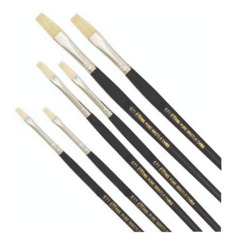 Set 6 Pinceles Cerda Blanca S 577 Grueso Medio Fino Oleo 0