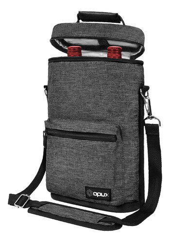 Bolso Aislado Para 2 Botellas, Gris Carbón, Ideal Para Viaje 0