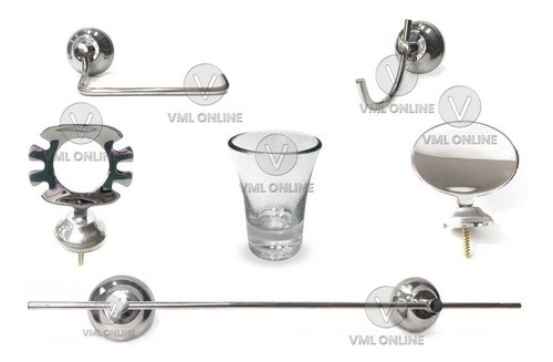 Set Kit Juego Accesorios Para Baño 6 Piezas Bronce Cromado 1