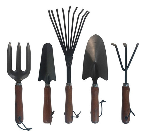 Set De Jardineria 5 Piezas Acero Al Carbono Palas Rastrillo 0
