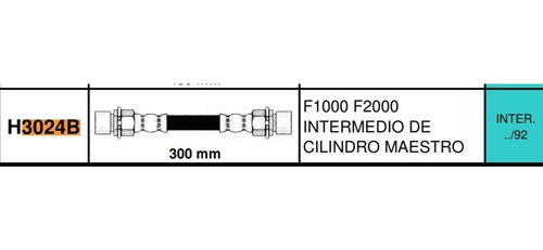 Flexible Freno Intermedio Ford 1000 , ../92 ,30cm - Fx 3024b 1