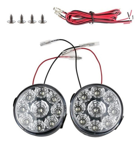Par Faro Auxiliar 9 Led 5w Drl Cuatri Moto Redondo Off Road 1