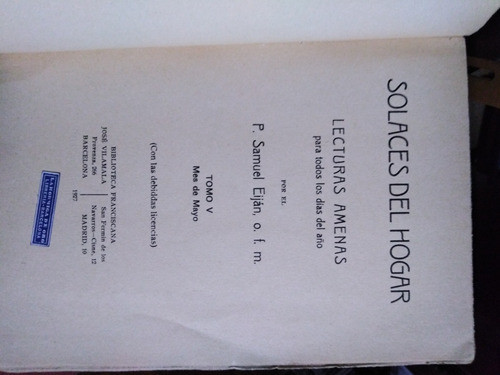 Solaces Del Hogar Tomo V Mayo - P. Samuel Eiján, O. F. M. 1