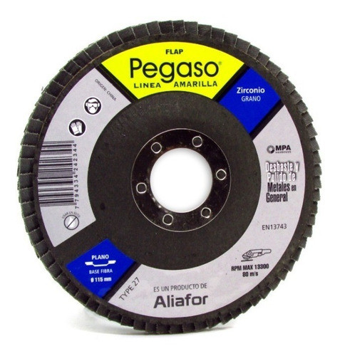 Flap Pegaso Zirconio 115 Mm Grano 40 Inox / Metales En Gral 0