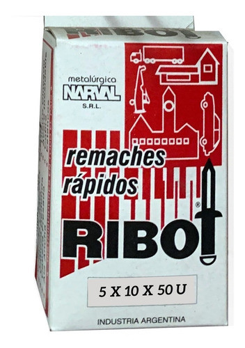 Remache Pop Aluminio 5 X 10 Mm  Caja X 50 Unidades Ribot 0