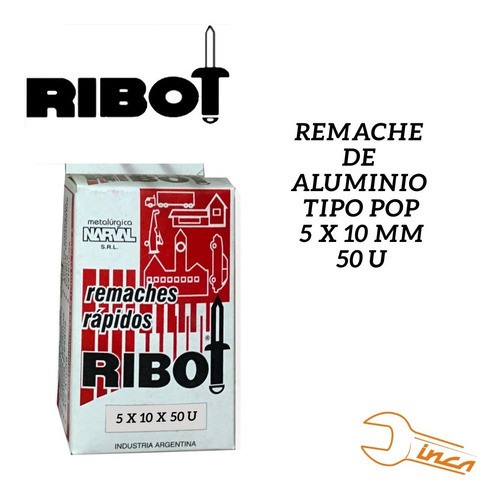 Remache Pop Aluminio 5 X 10 Mm  Caja X 50 Unidades Ribot 1