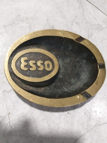Antiguo Cenicero Macizo Esso De Bronce Cigarrillo 0