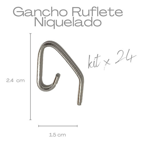 Gancho Ruflete Niquelado P/ Cortina Riel Europeo Pack X 24 1
