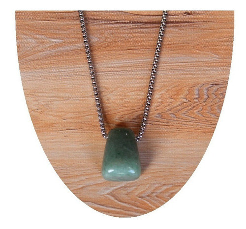 Cuarzo Verde Rolado Dije Y Cadena De Acero Quirúrgico 316 L 0